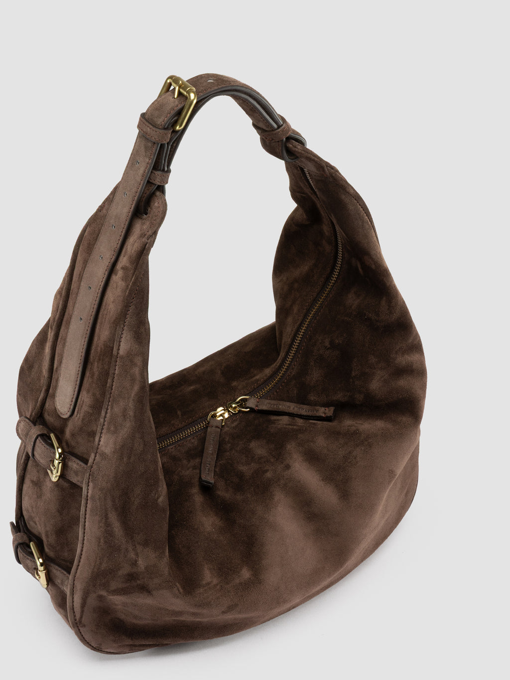 JULIE 015 - Brown Suede Shoulder Bag - image 2,side view