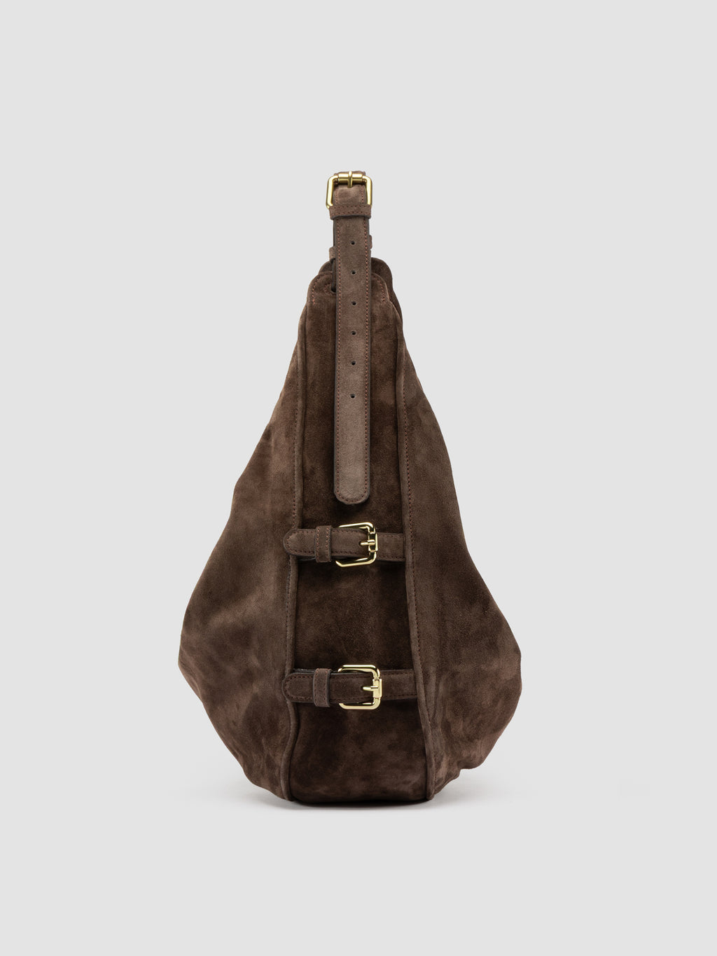 JULIE 015 - Brown Suede Shoulder Bag - image 3,side view