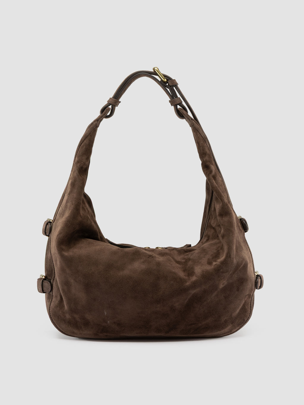 JULIE 015 - Brown Suede Shoulder Bag - image 4,side view