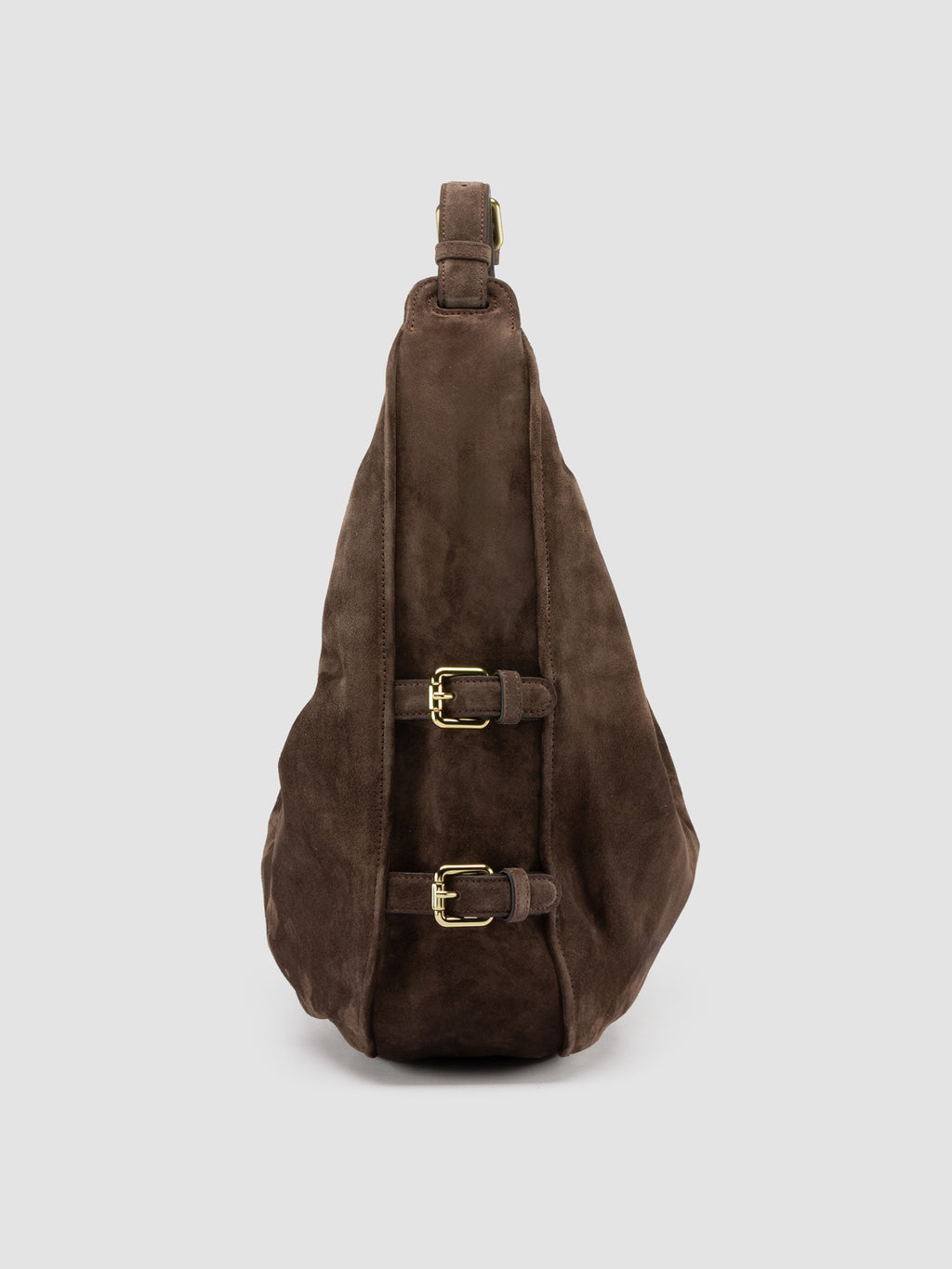 JULIE 015 - Brown Suede Shoulder Bag - image 5,side view