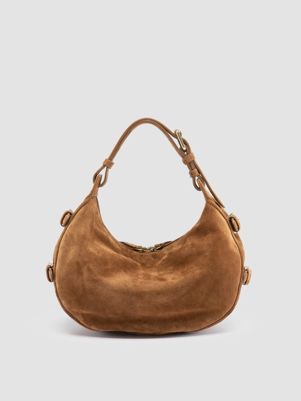JULIE 016 - Brown Suede Shoulder Bag - image 4,side view