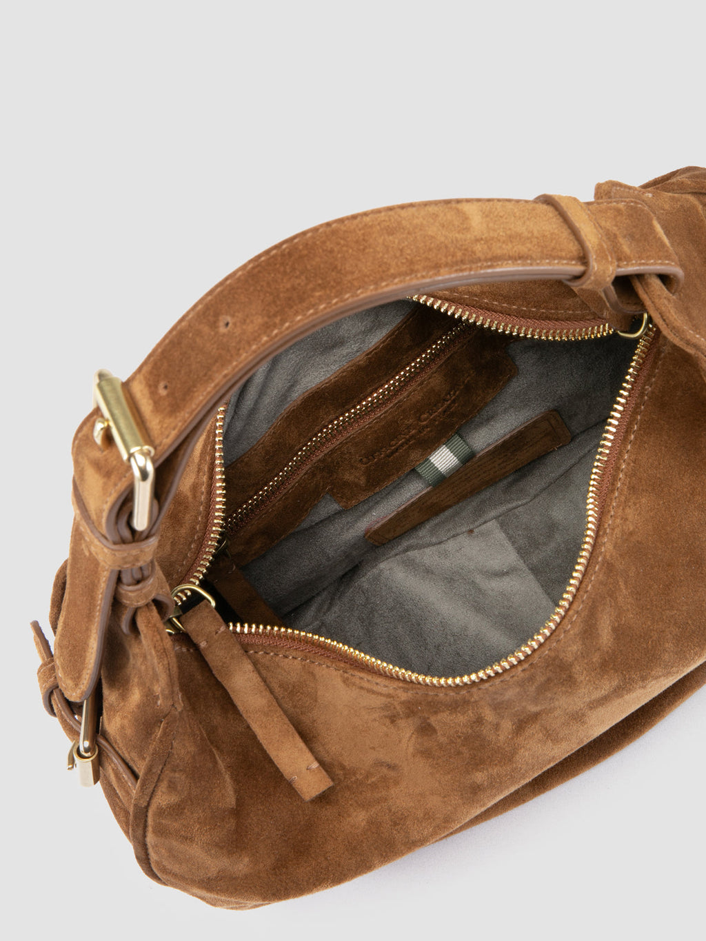 JULIE 016 - Brown Suede Shoulder Bag - image 5,side view