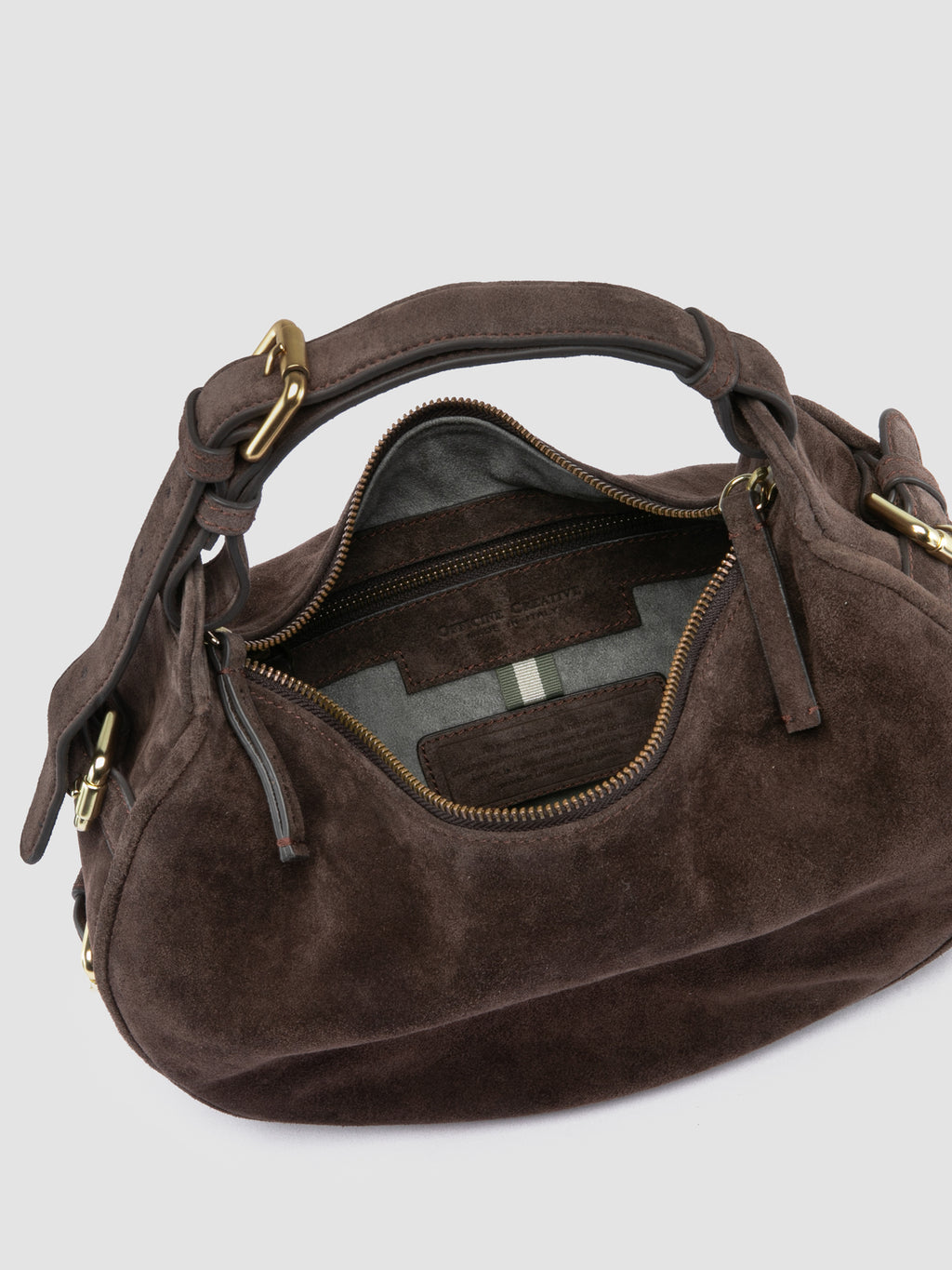 JULIE 016 - Brown Suede Shoulder Bag - image 6,side view