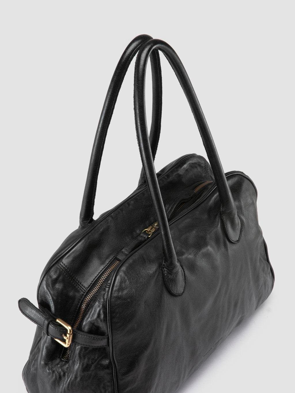 JULIE 019 - Schwarze Henkeltasche aus Leder - image 3,side view
