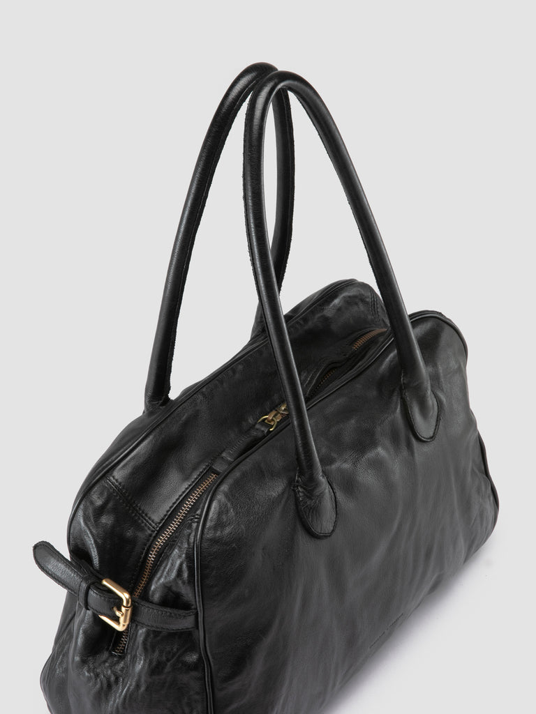 JULIE 019 - Black Leather Handle Bag
