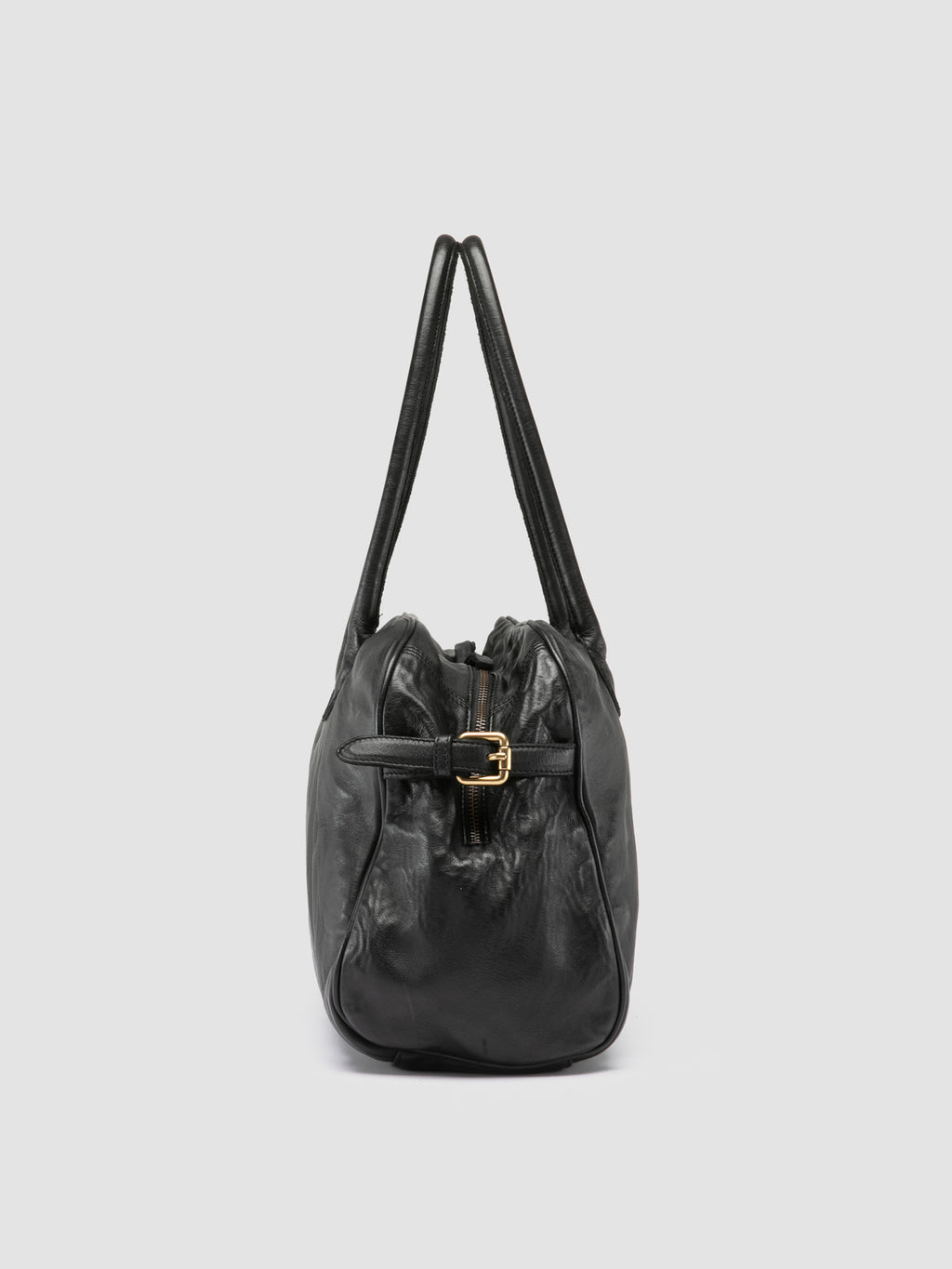 JULIE 019 - Schwarze Henkeltasche aus Leder - image 4,side view