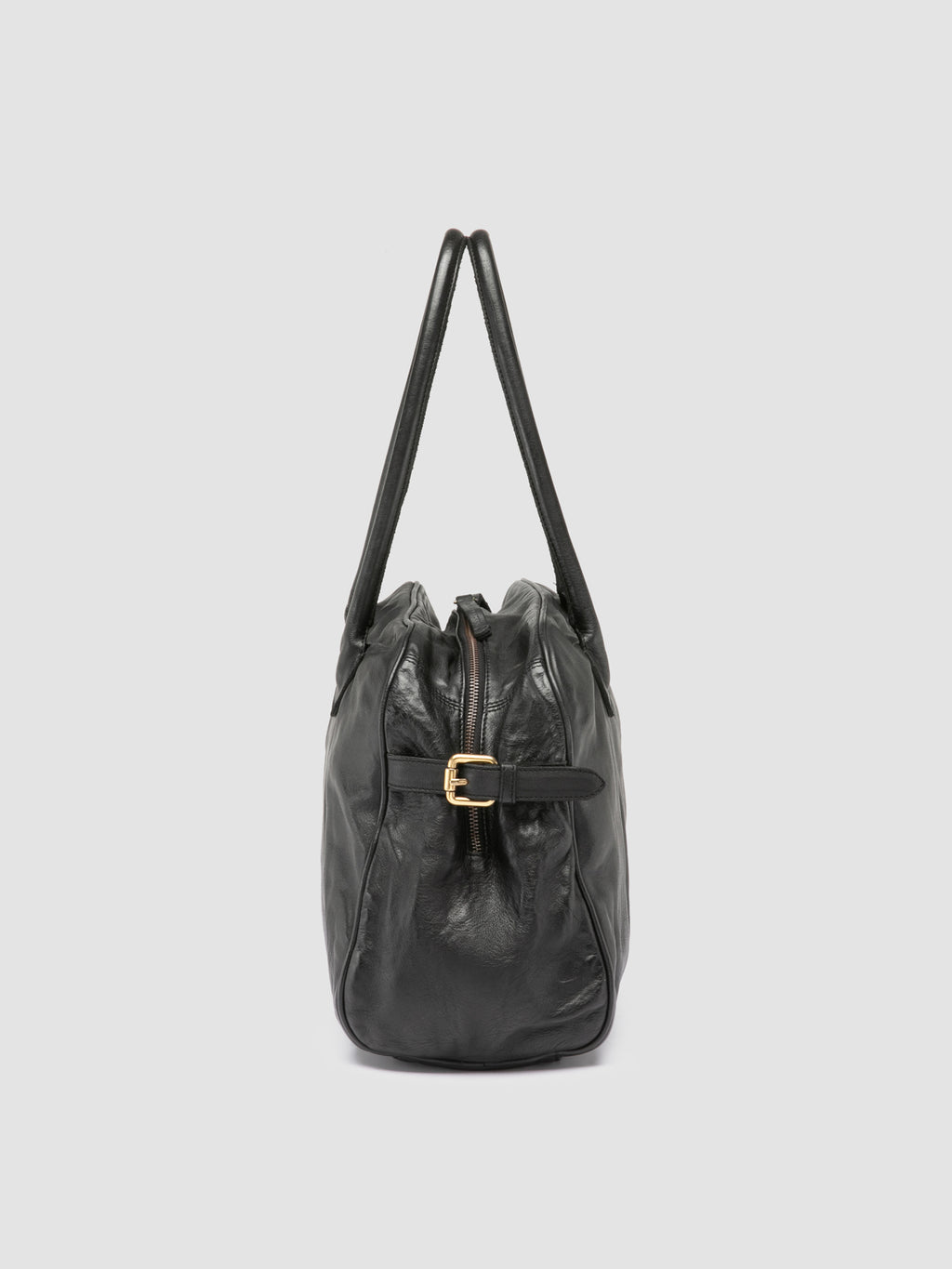 JULIE 019 - Schwarze Henkeltasche aus Leder - image 6,side view