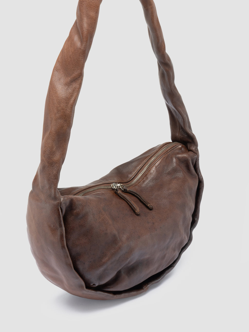 BOLINA 046 - Brown Leather Crossbody Bag - image 3,side view