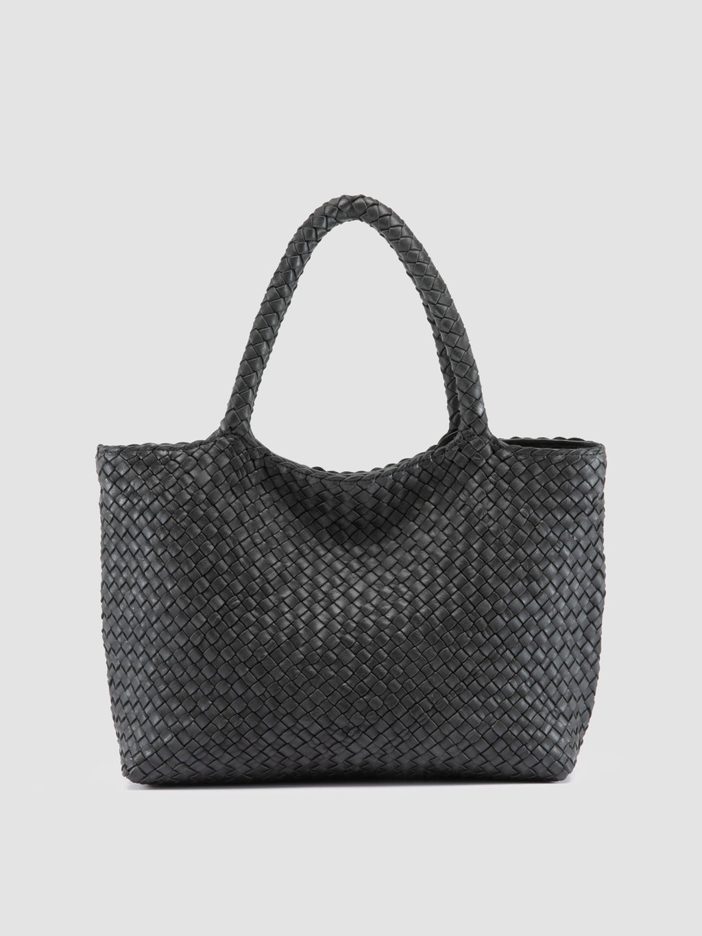 RAQUEL 001 - Black Leather Shoulder Bag - image 1,side view