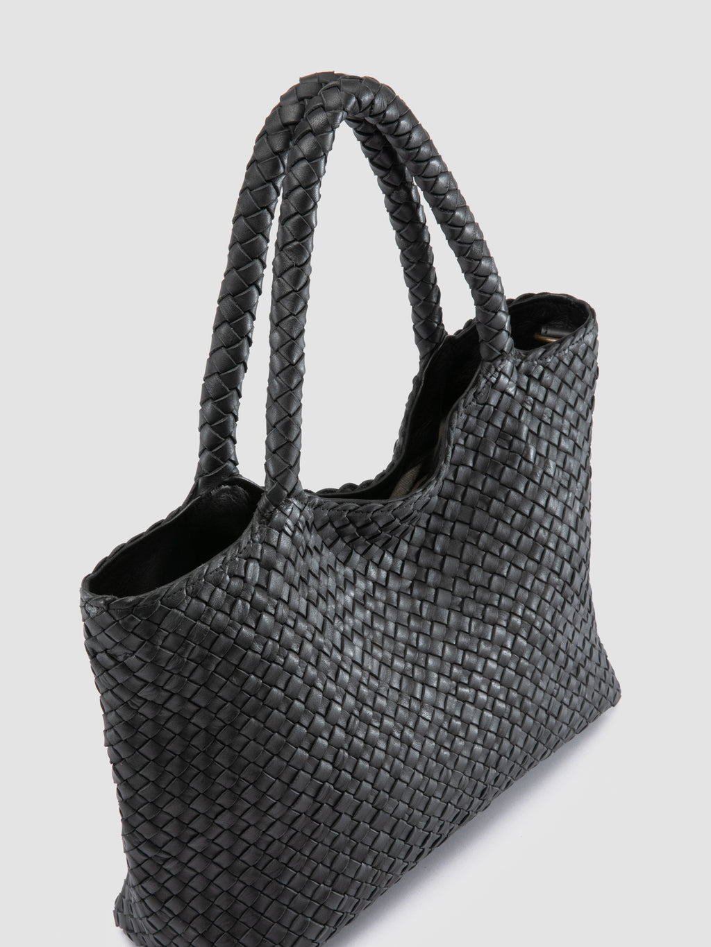 RAQUEL 001 - Black Leather Shoulder Bag - image 3,side view