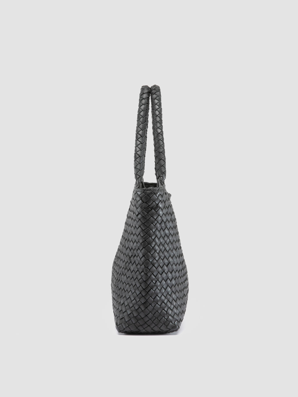 RAQUEL 001 - Black Leather Shoulder Bag - image 4,side view