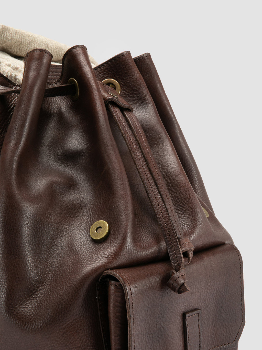 RARE 047 - Brown Leather Backpack - image 2,side view