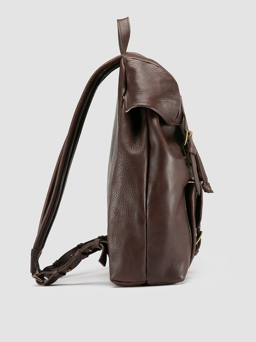 RARE 047 - Brown Leather Backpack - image 3,side view