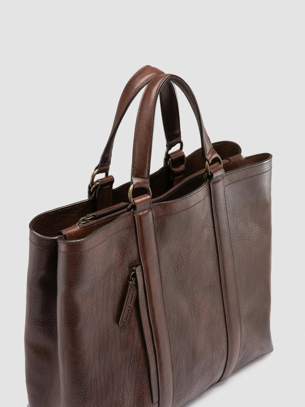 RARE 050 - Brown Leather Briefcase - image 2,side view