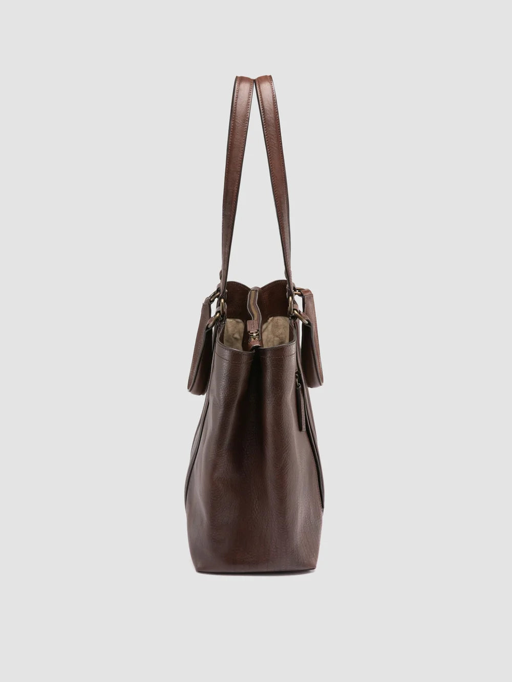 RARE 050 - Brown Leather Briefcase - image 5,side view