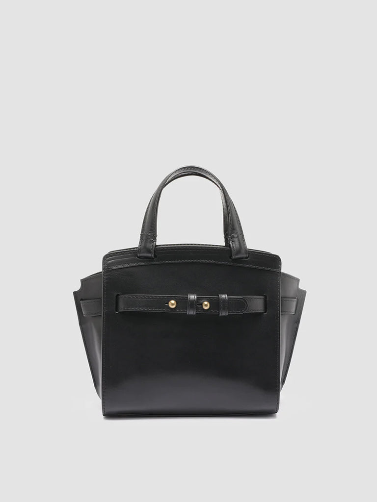 SADDLE 009 - Schwarze Lederhandtasche - image 1,side view