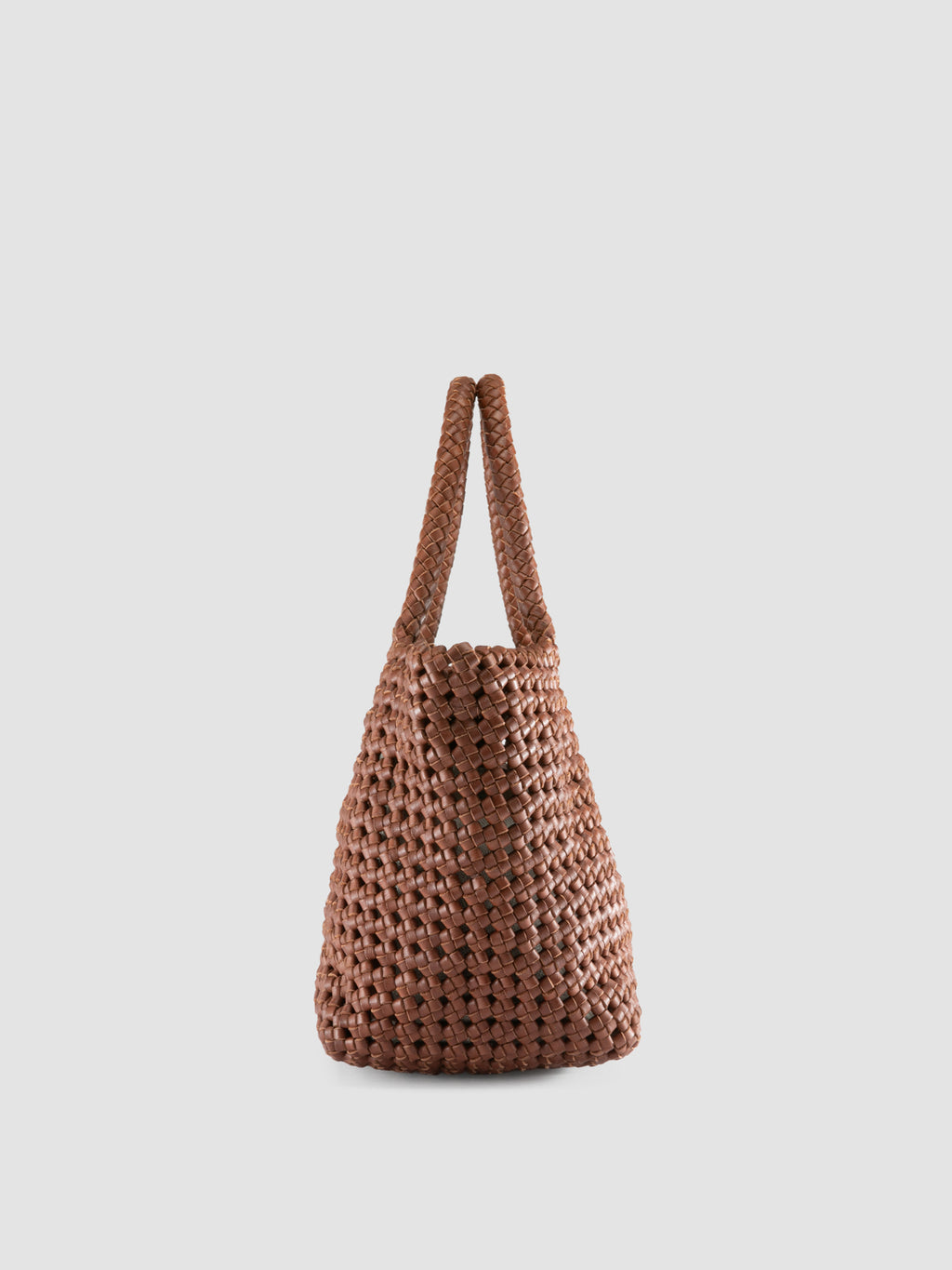 VICKY 001 - Brown Leather Handle Bag - image 3,side view