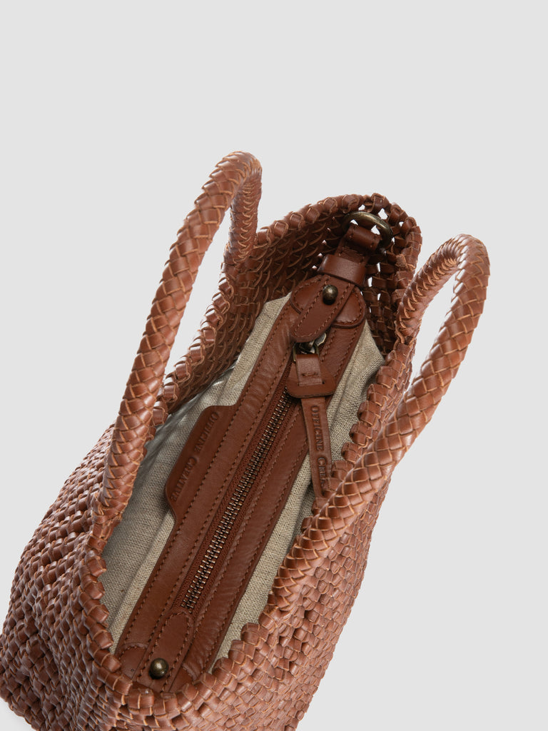 VICKY 001 - Brown Leather Handle Bag
