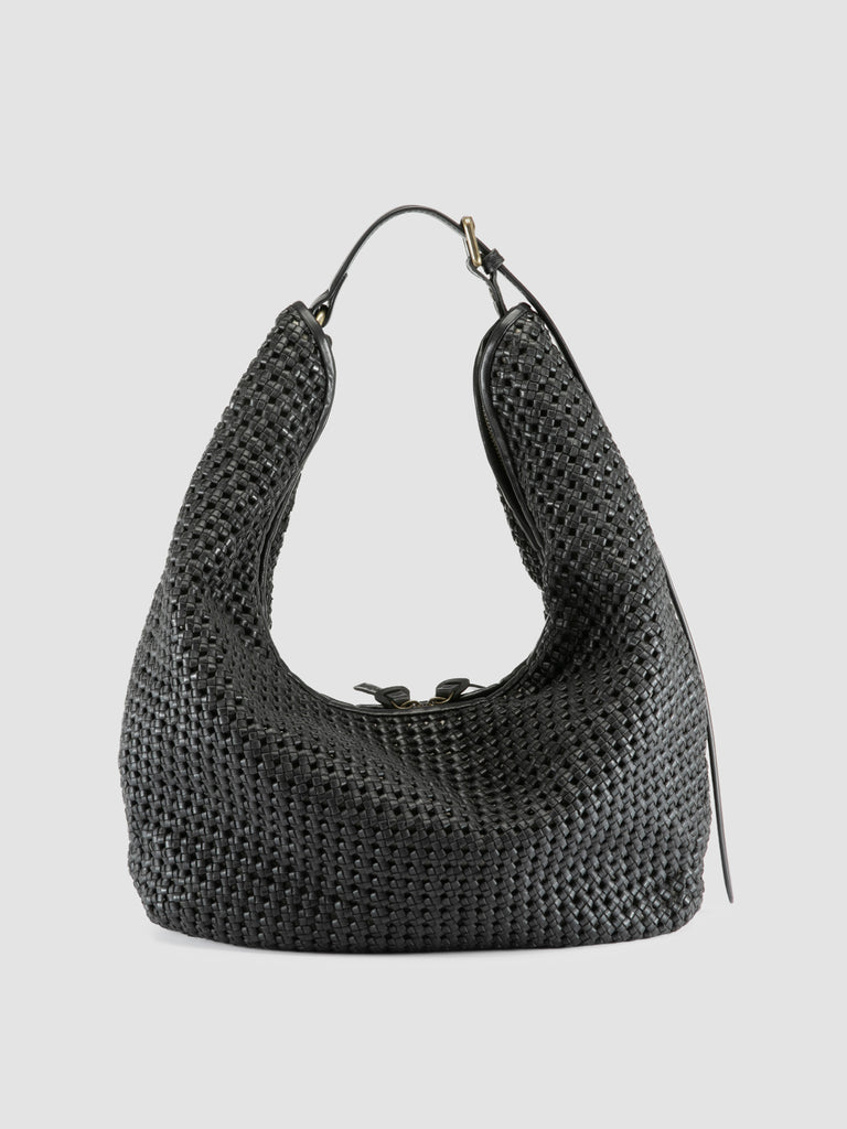 VICKY 002 - Black Leather Shoulder Bag