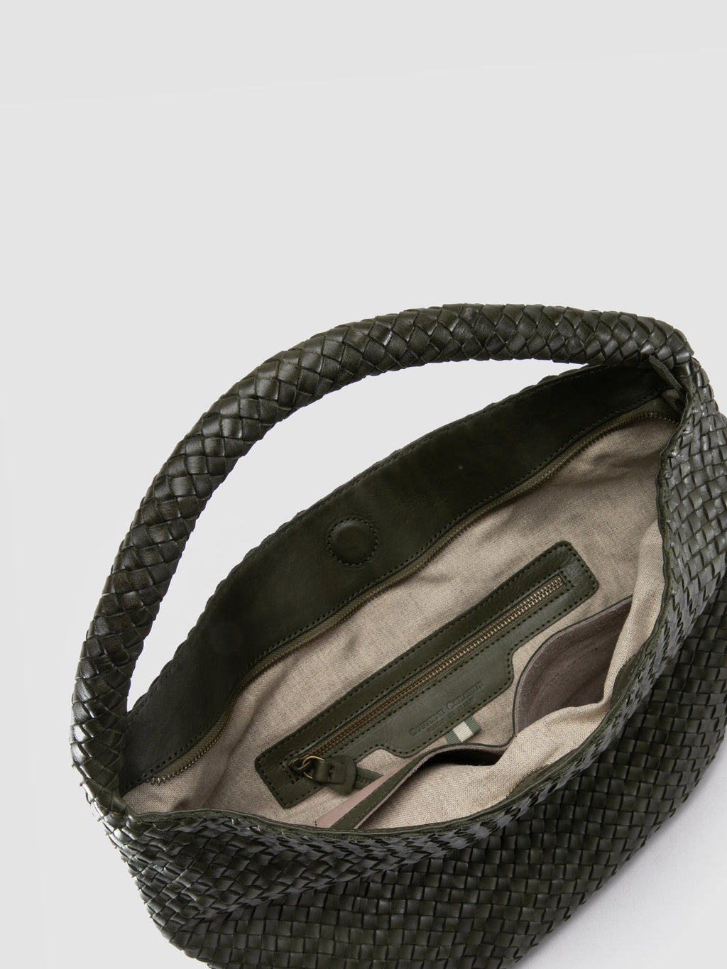 OC CLASS 09 - Green Woven Leather Tote Bag - image 6,side view