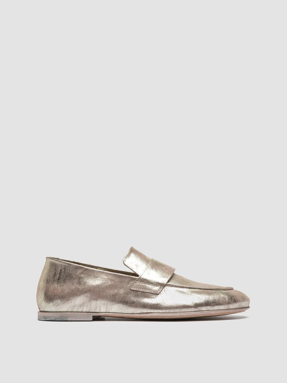 BLAIR 001 - Gold Leather  Penny Loafers - image 1,side view
