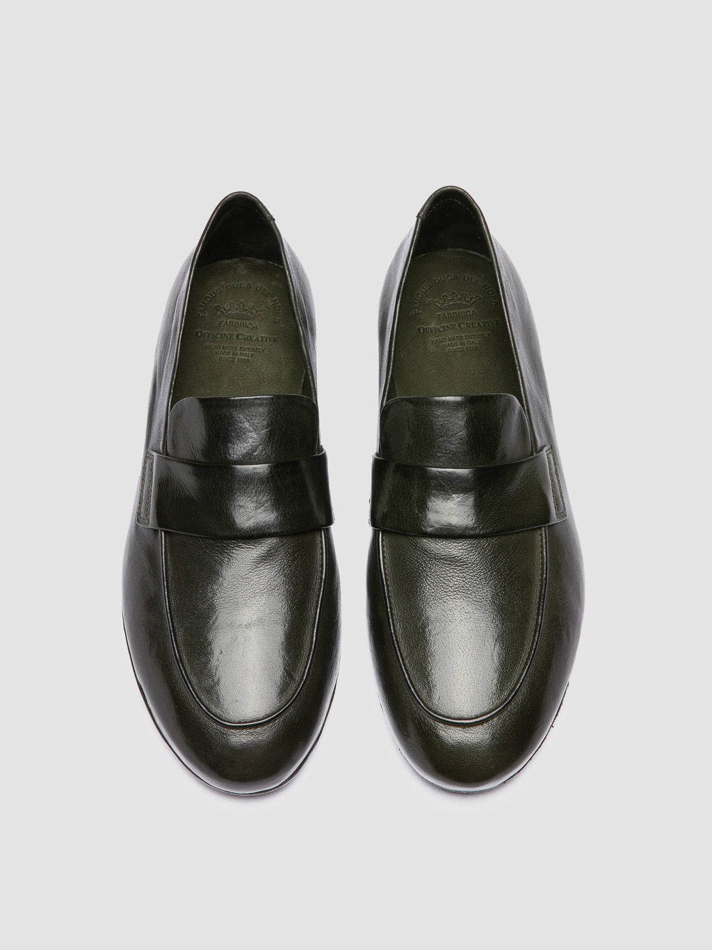 BLAIR DD 001 - Green Leather Penny Loafers - image 2,side view