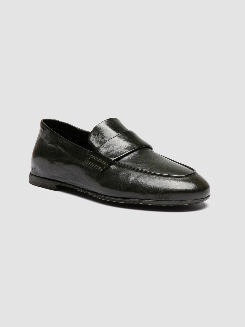 BLAIR DD 001 - Green Leather Penny Loafers - image 3,side view