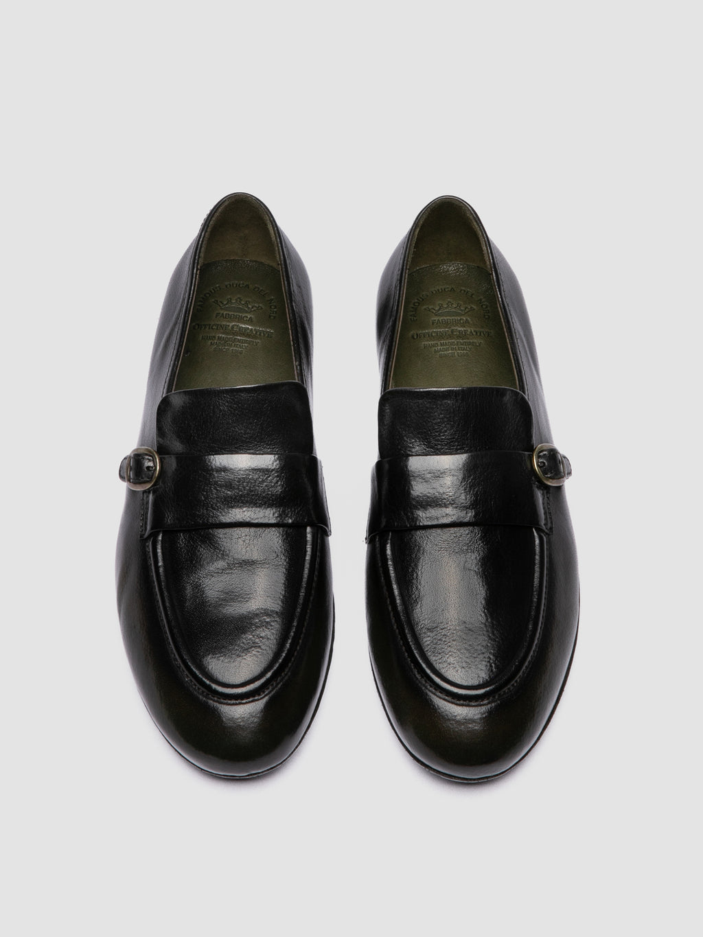 BLAIR DD 003_W - Green Leather Penny Loafers - image 2,side view
