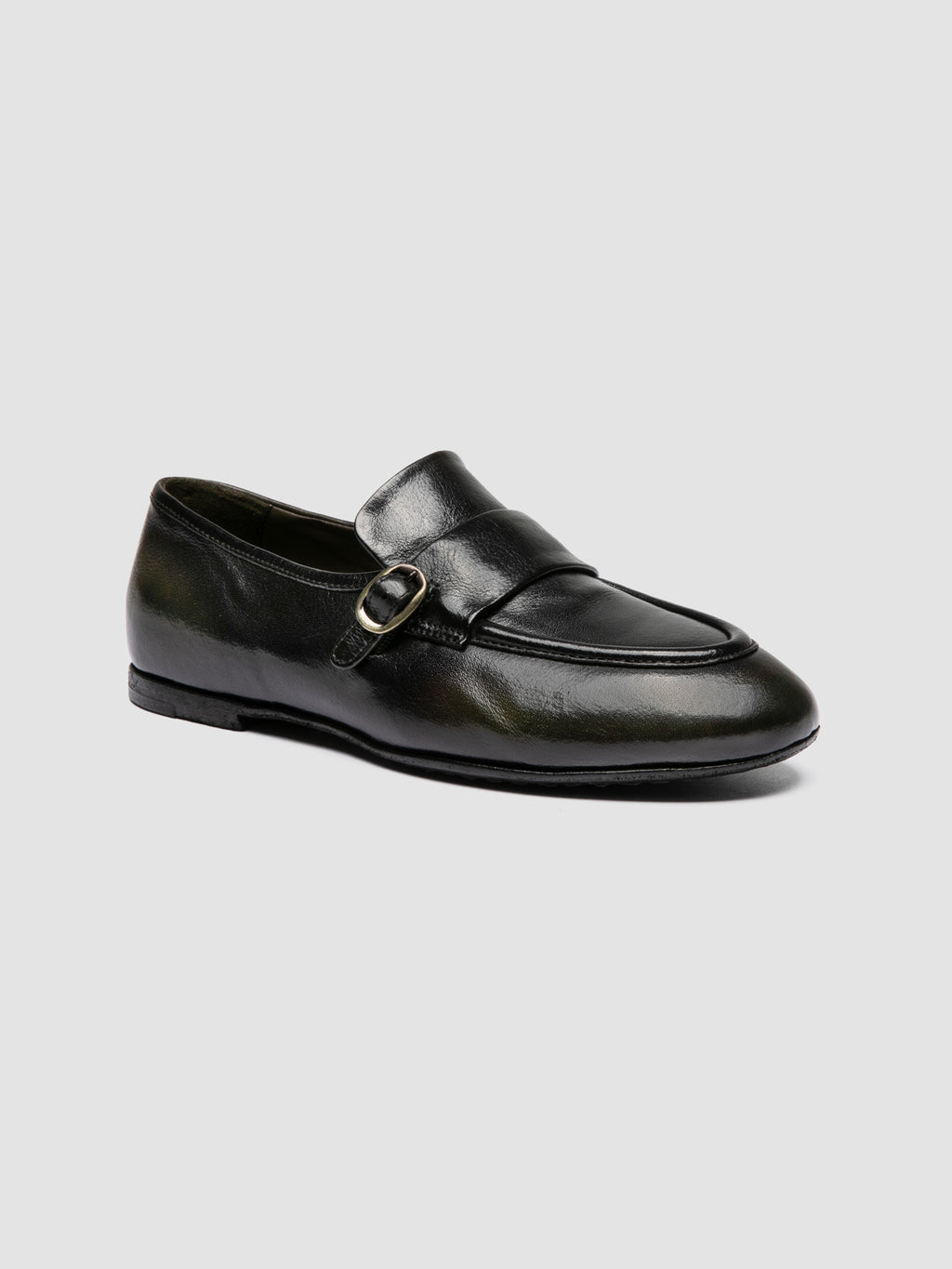 BLAIR DD 003_W - Green Leather Penny Loafers - image 3,side view