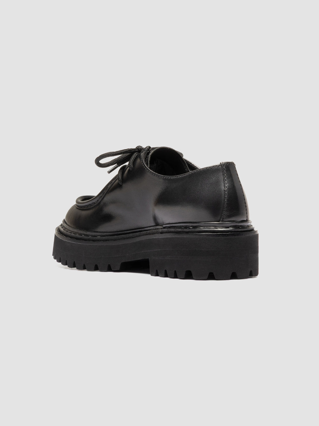 BLOSSOM 001 - Black Leather Derby Shoes - image 4,side view