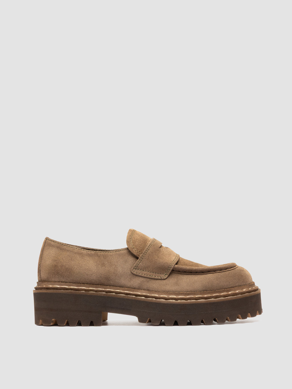 BLOSSOM 015 - Brown Suede Penny Loafers - image 1,side view