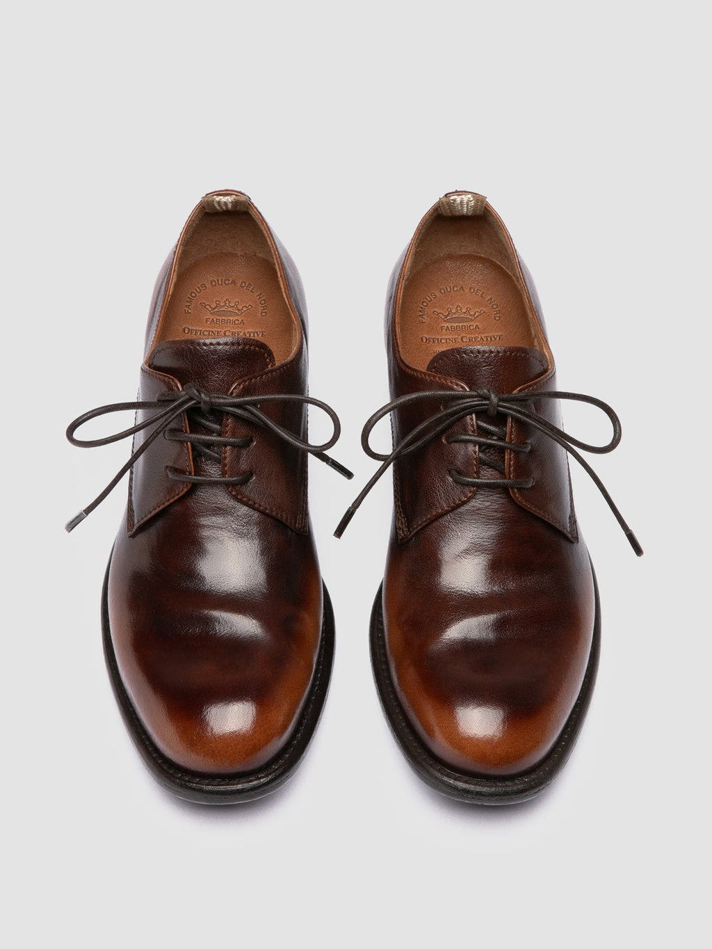 CALIXTE 068 - Braune Derby-Schuhe aus Leder - image 2,side view