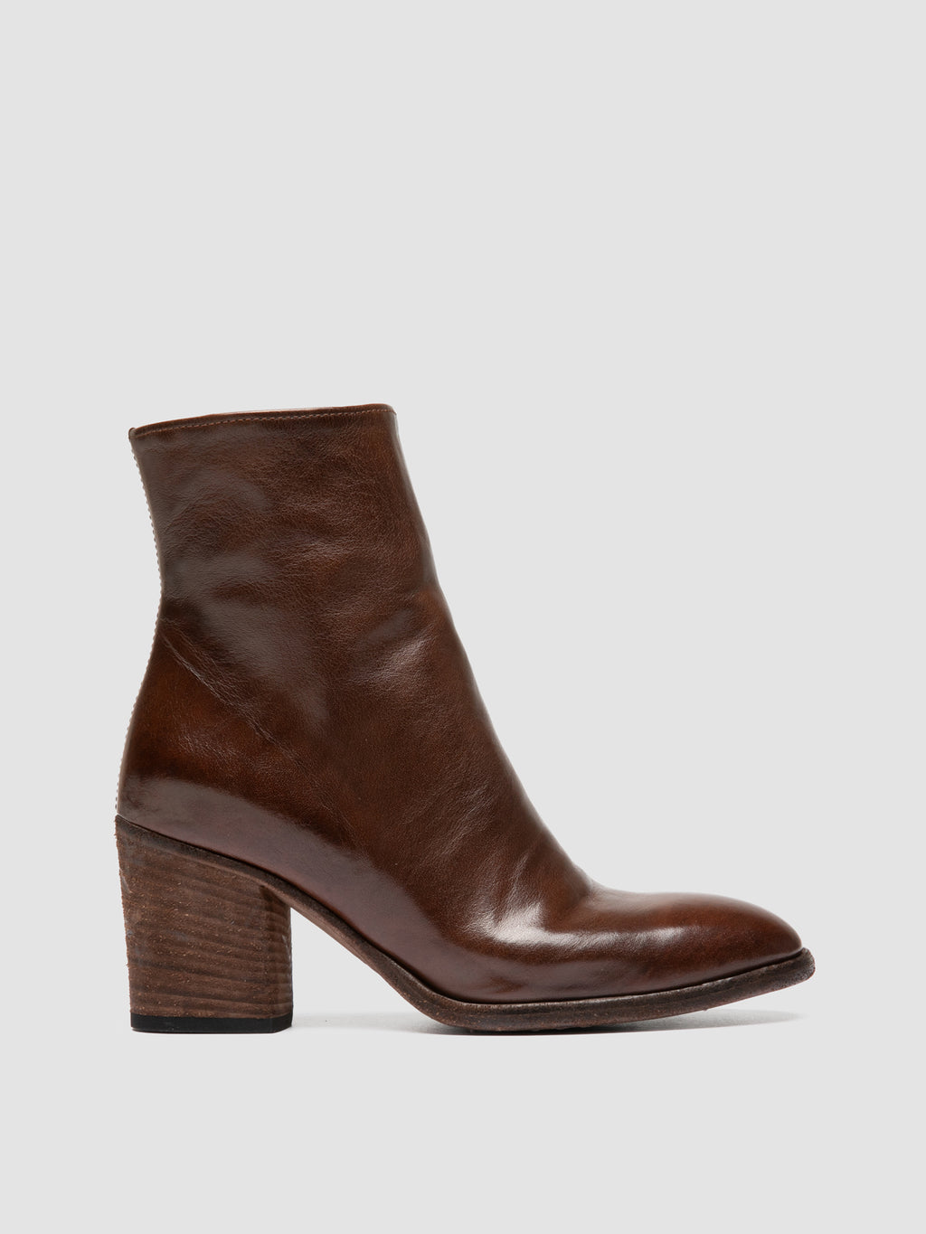 DELICE 005 - Brown Leather Zipped Boots - image 1,side view