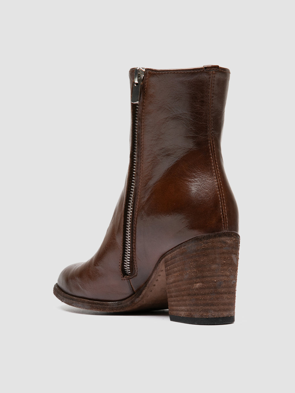 DELICE 005 - Brown Leather Zipped Boots - image 4,side view