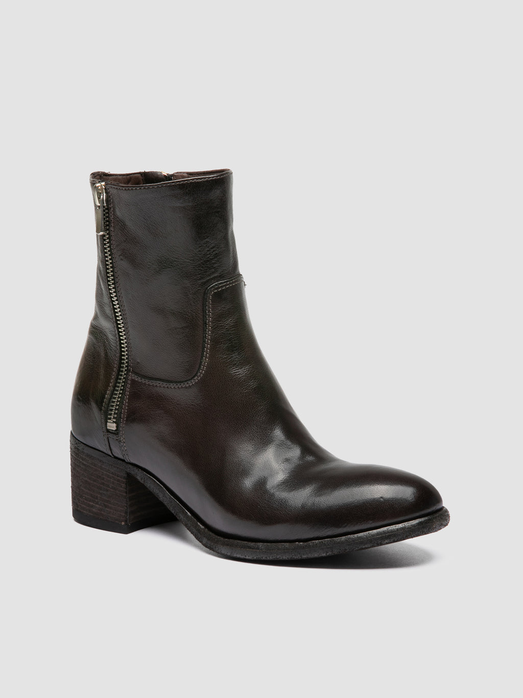DENNER 129 - Grey Leather Zipped Boots - image 3,side view