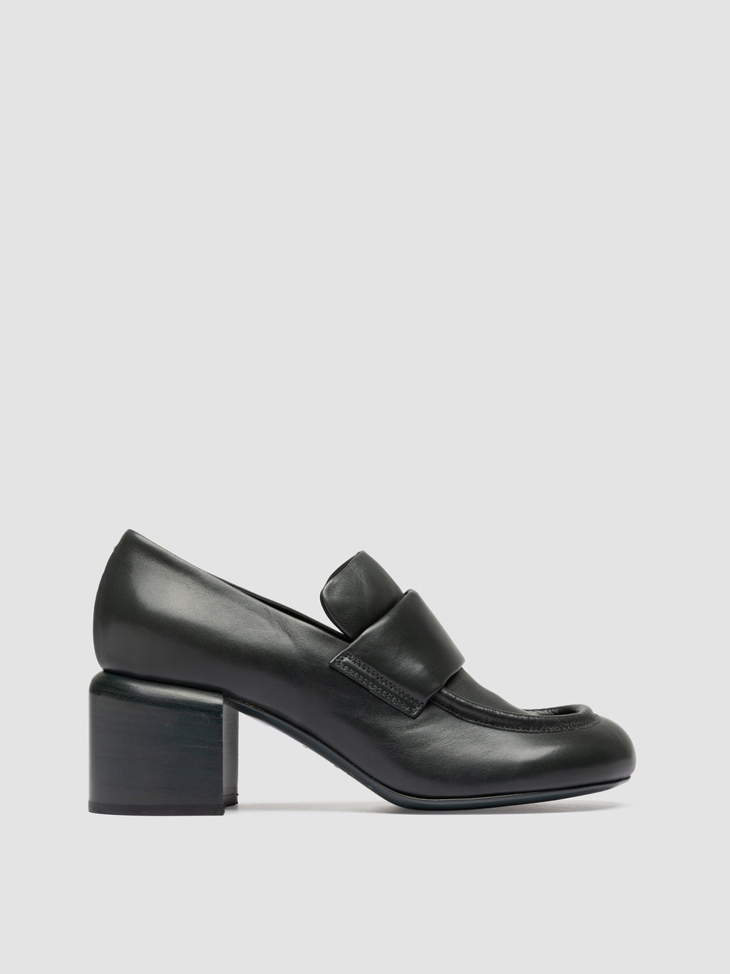 ETHEL 001 - Green Leather Penny Loafers - image 1,side view