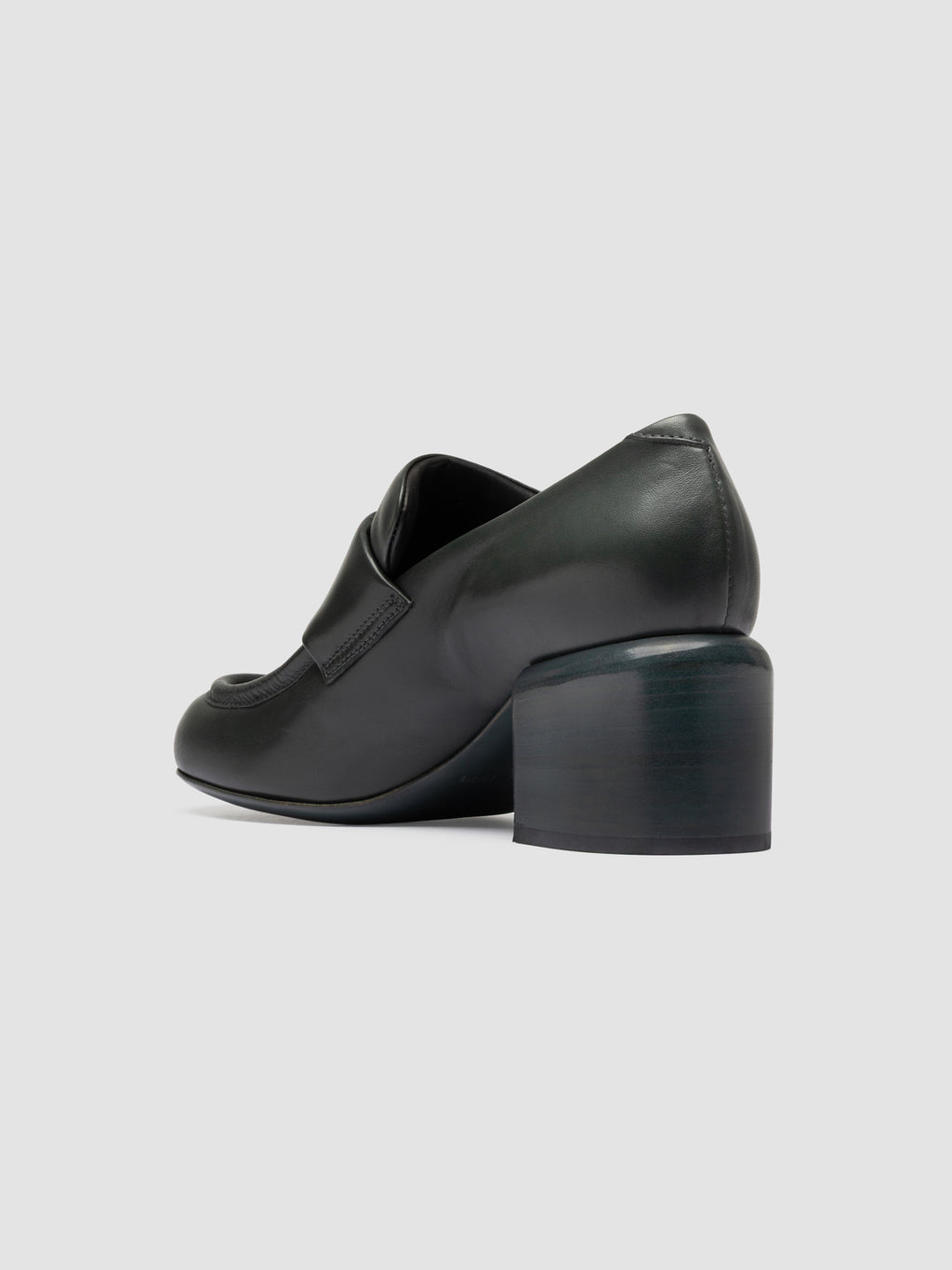 ETHEL 001 - Green Leather Penny Loafers - image 4,side view