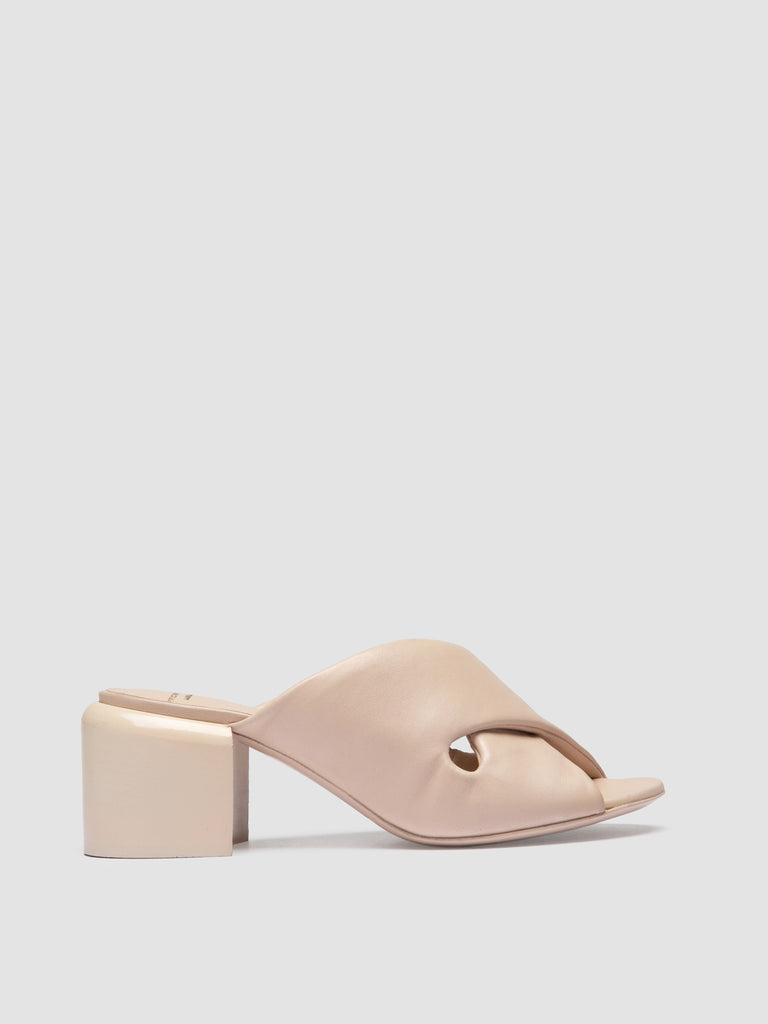 ETHEL 012_S - Beige Leather Slide Sandals