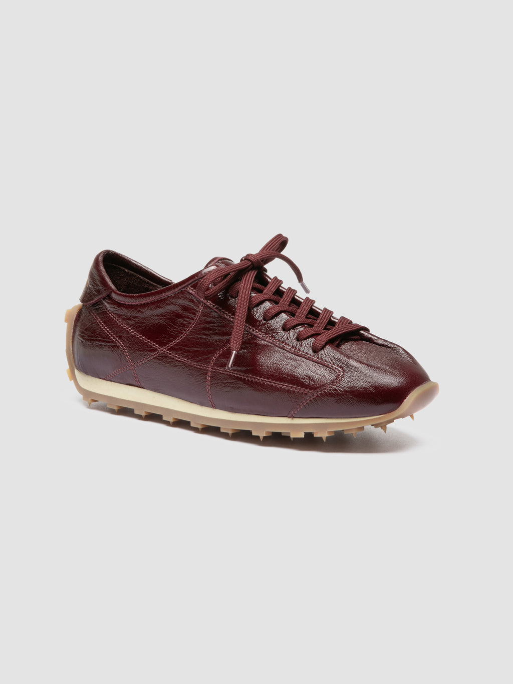 JARRED 102_W - Burgundy Leather Low Top Sneakers - image 3,side view