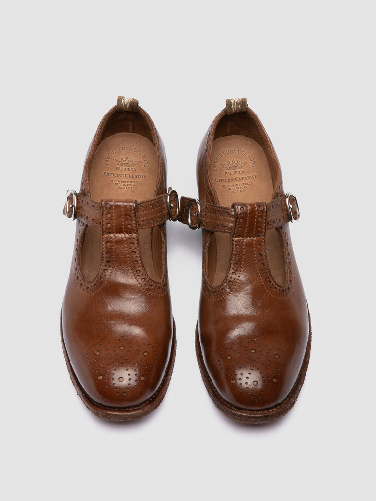 KALLIOPI 004 - Brown Leather T-Bar Shoes