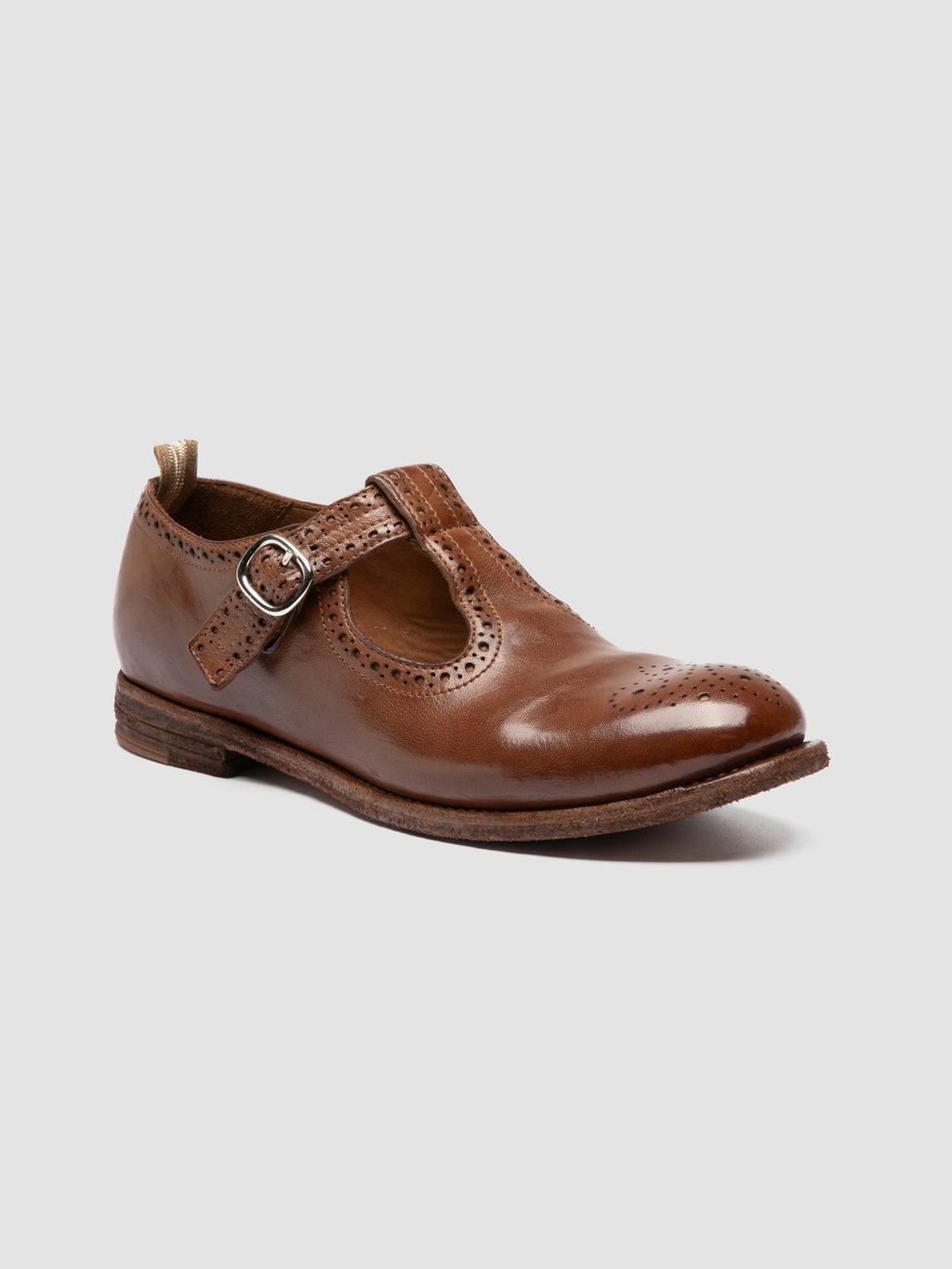 KALLIOPI 004 - Brown Leather T-Bar Shoes - image 3,side view