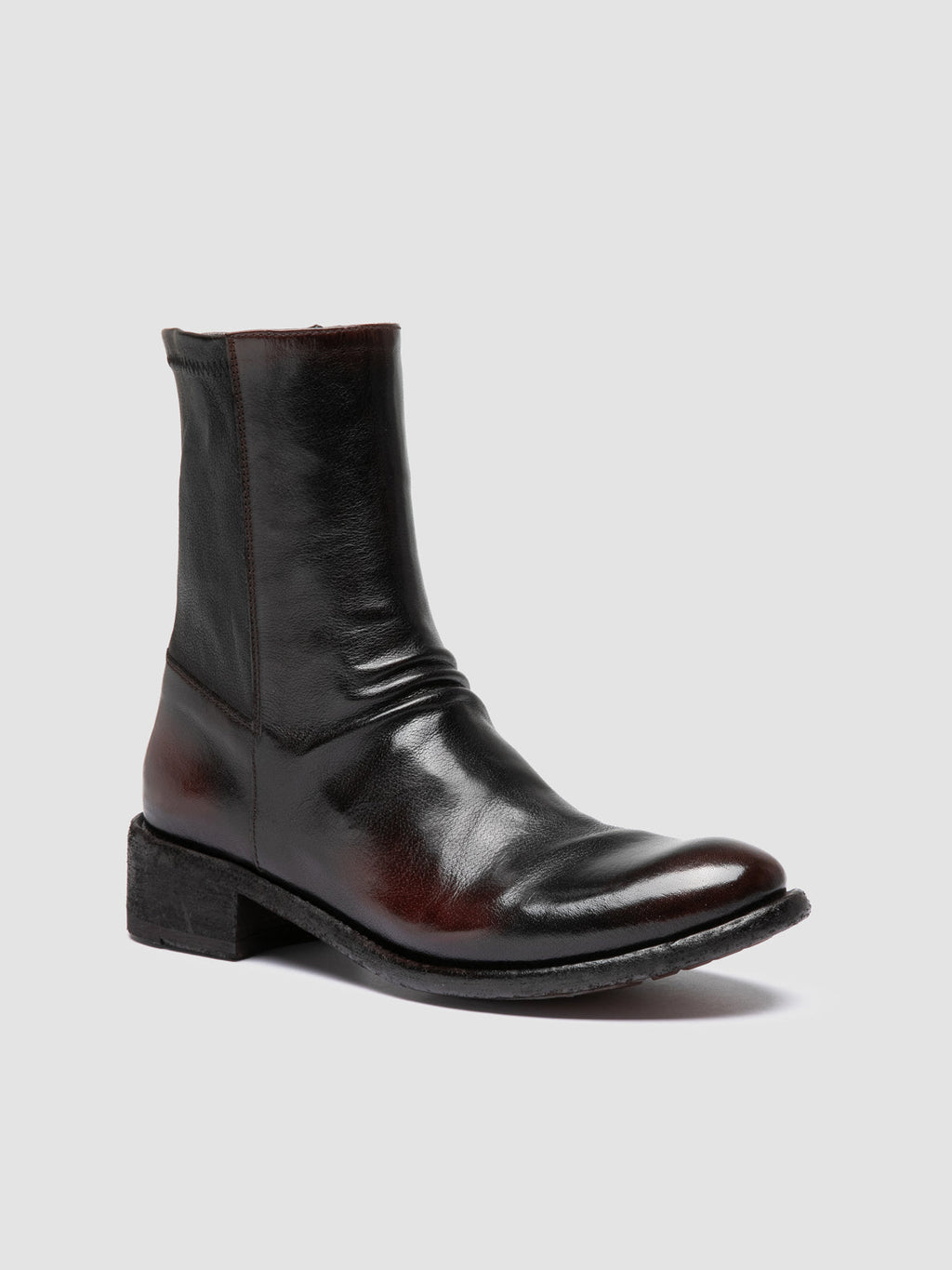 LISON 041 - Burgundy Leather Ankle Boots - image 3,side view