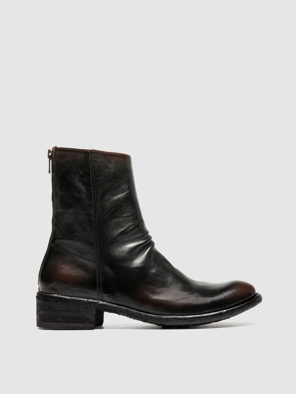 LISON 069 - Schwarze Stiefel aus Leder mit Reißverschluss - image 1,side view