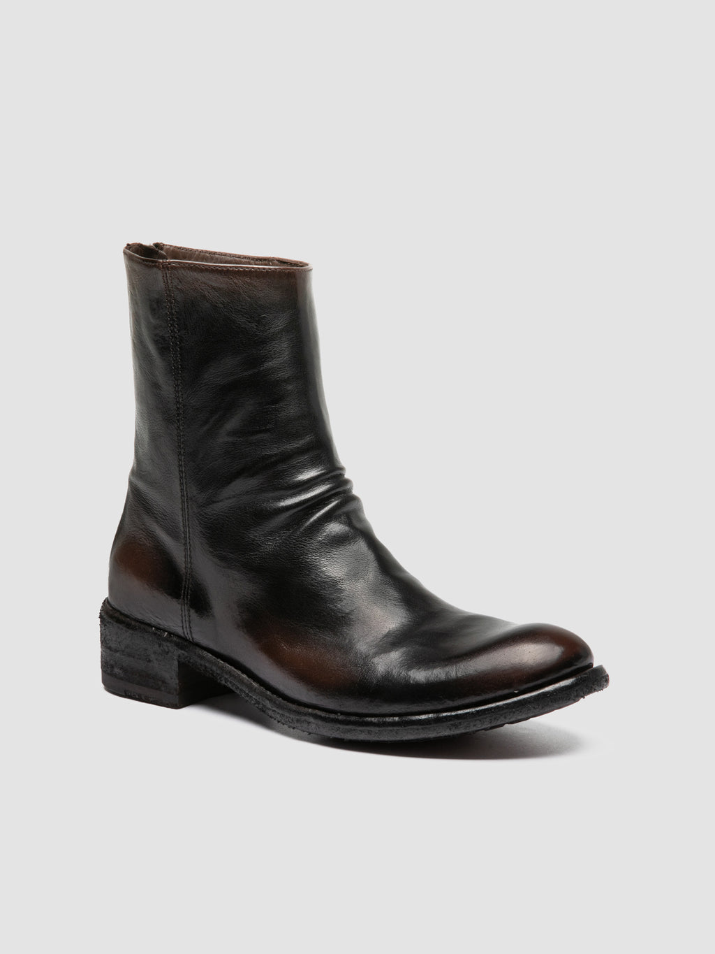 LISON 069 - Schwarze Stiefel aus Leder mit Reißverschluss - image 3,side view