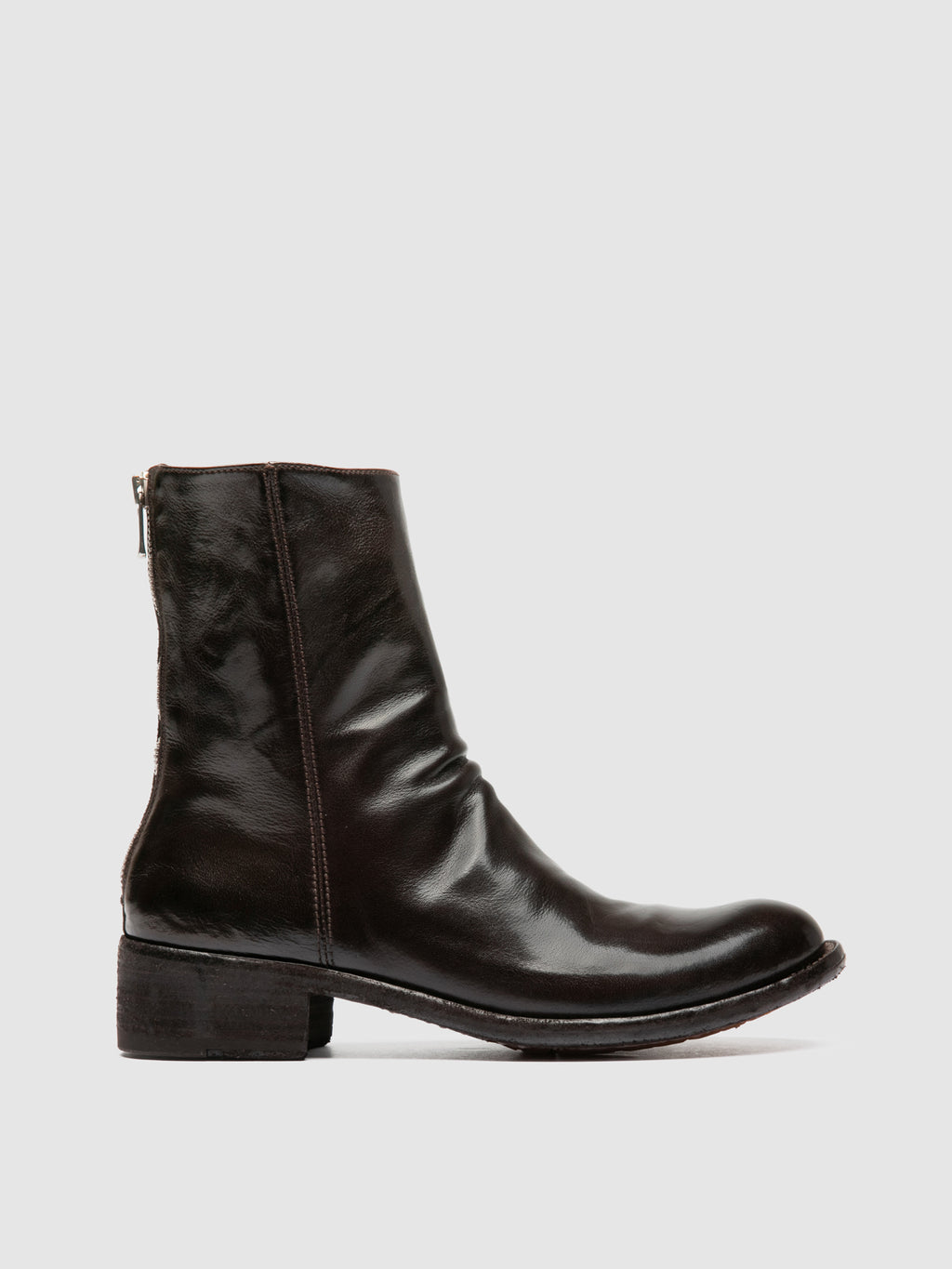 LISON 069 - Braune Stiefel aus Leder mit Reißverschluss - image 1,side view