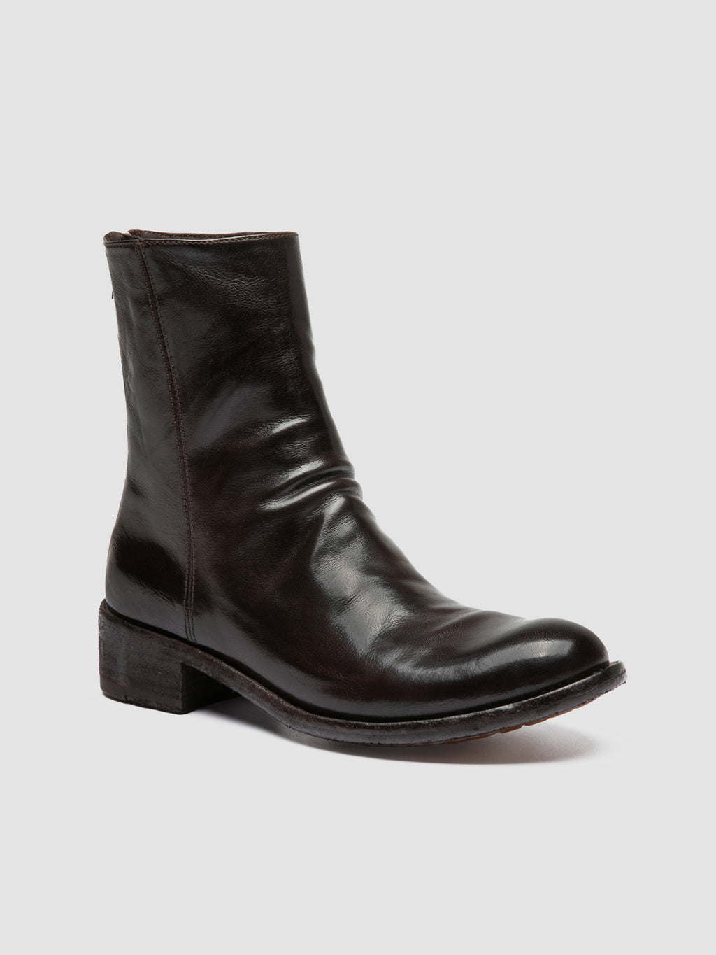 LISON 069 - Braune Stiefel aus Leder mit Reißverschluss - image 3,side view