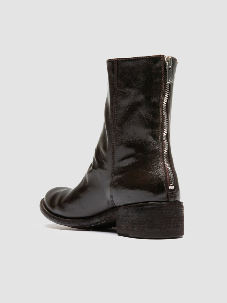 LISON 069 - Brown Leather Zip Boots
