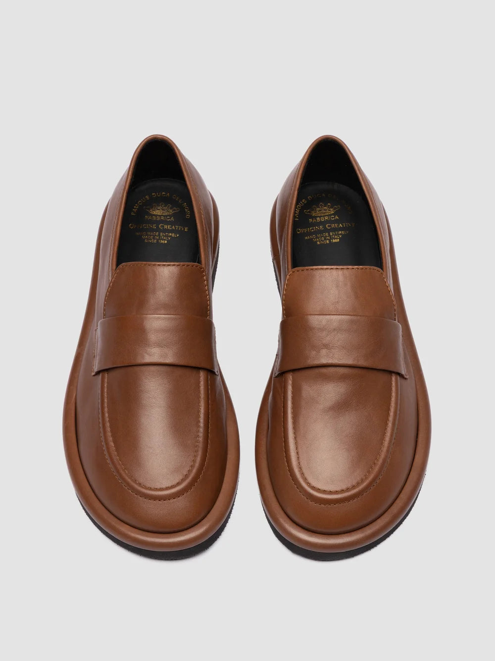 MARJORY 103 - Brown Leather Penny Loafers - image 2,side view