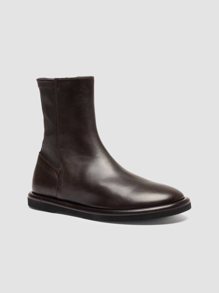 MARJORY 106 - Brown Leather Zipped Boots