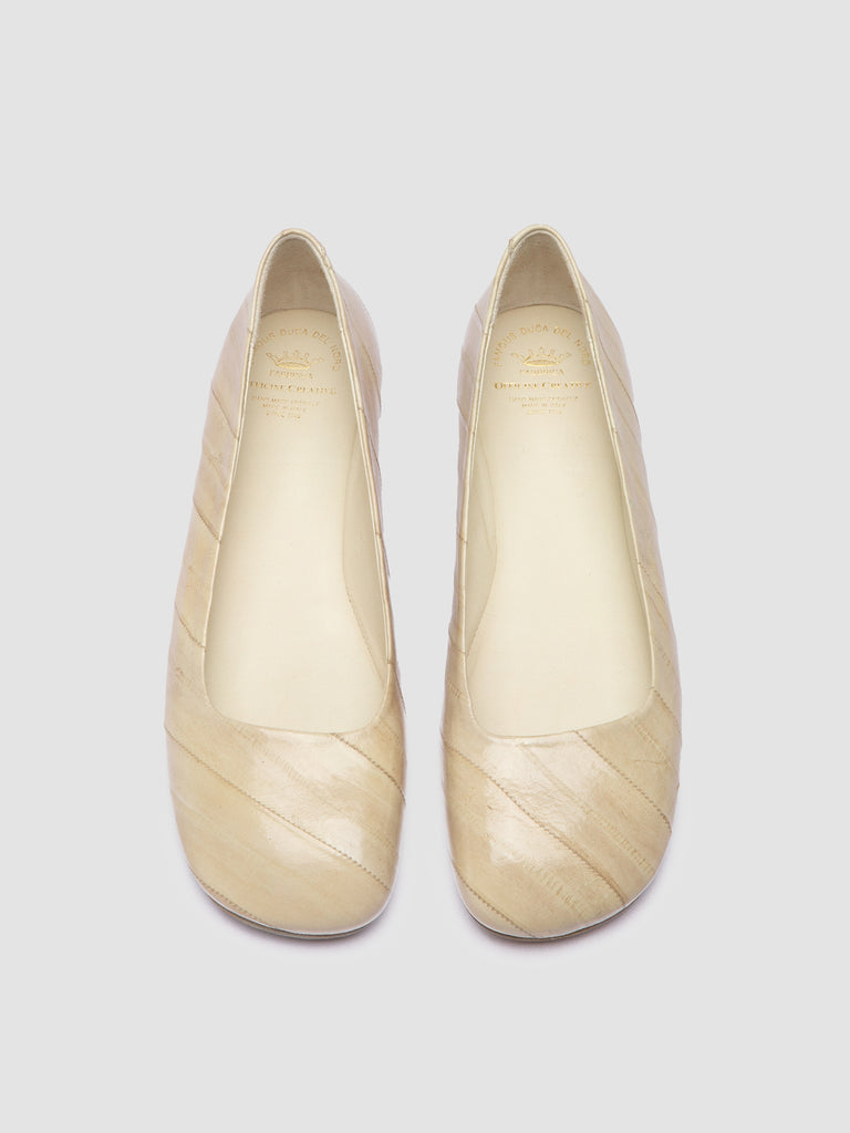 MEREDITH 003 - Ivory Leather Ballerina Shoes